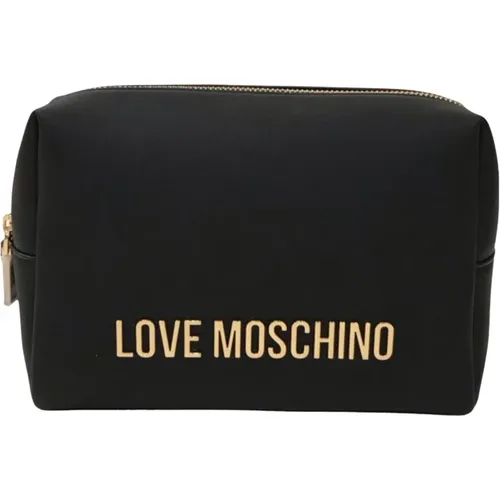 Toilet Bags, female, , Size: ONE SIZE Logo Zipper Bag - Love Moschino - Modalova