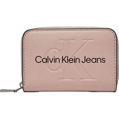 Wallets & Cardholders, female, , Size: ONE SIZE Polyurethane Zip Wallet with Print Pattern - Calvin Klein Jeans - Modalova