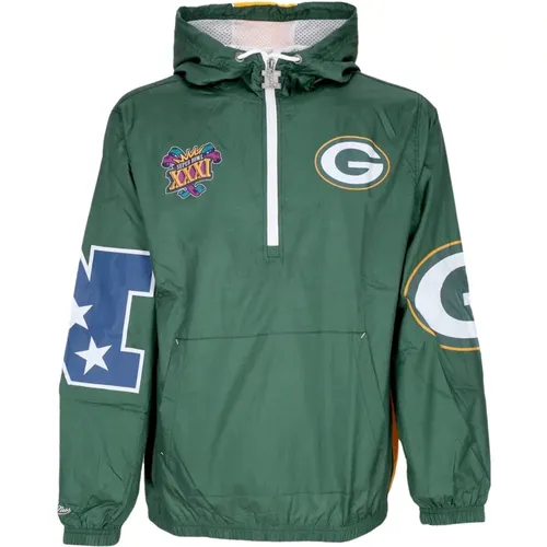 Sportswear, male, , Size: L Bay Packers Windbreaker Anorak Jacket - Mitchell & Ness - Modalova