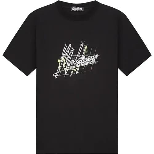 Splash Signature T-Shirts Schwarz , Herren, Größe: L - Malelions - Modalova