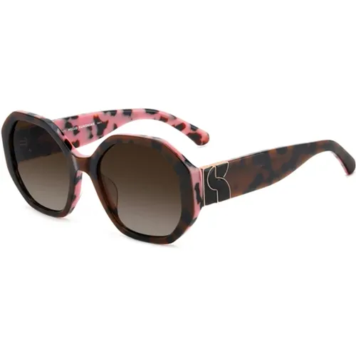 Sunglasses, female, , Size: 54 MM Pink Havana Sunglasses - Kate Spade - Modalova