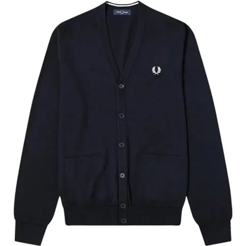 Cardigans, male, , Size: M Merino Wool Cardigan Modernist Style - Fred Perry - Modalova