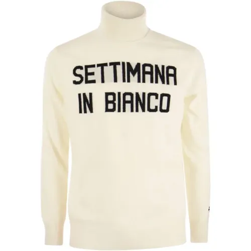 Turtlenecks, male, , Size: M Wool and cashmere blend Turtleneck Settimana IN Bianco - MC2 Saint Barth - Modalova