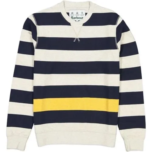 Sweatshirts, male, , Size: S Navy Stripe Crew Sweatshirt - Barbour - Modalova