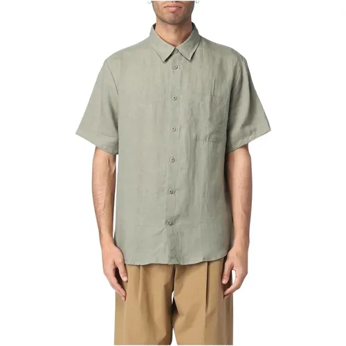 Short Sleeve Shirts, male, , Size: L Short Sleeve Casual Linen Shirt - A.p.c. - Modalova