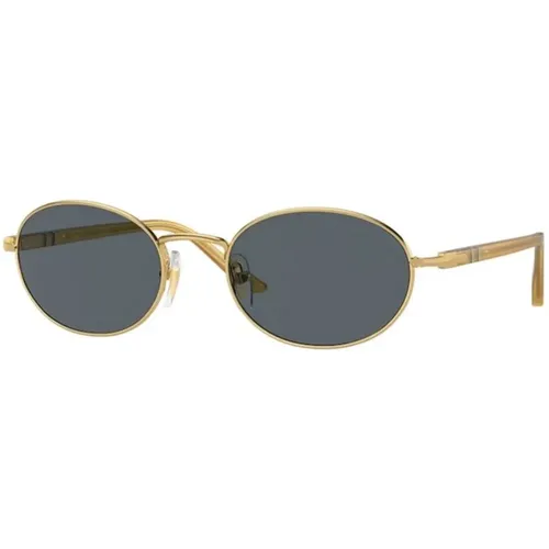 Blaue Linse Goldrahmen Sonnenbrille , Herren, Größe: 52 MM - Persol - Modalova