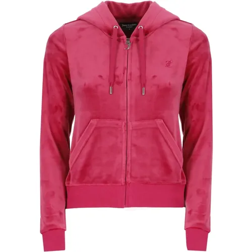 Fuchsia Hoodie mit Logo Reißverschluss , Damen, Größe: M - Juicy Couture - Modalova