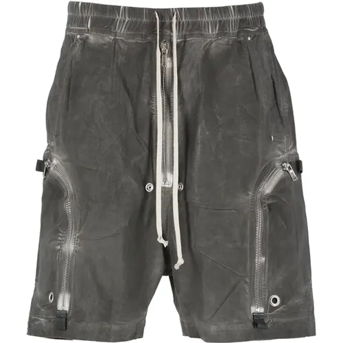 Dunkelgraue Bermuda-Shorts aus Baumwolle mit elastischem Bund - Rick Owens - Modalova