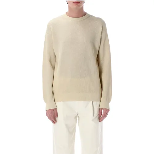 Round-neck Knitwear, male, , Size: XL Rib Knit Sweater - Auralee - Modalova