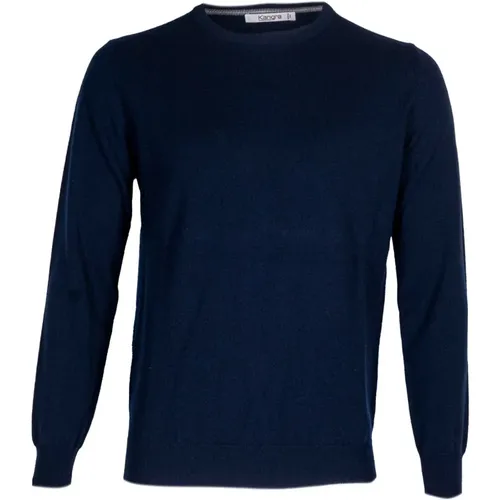 Cashmere Knitwear, male, , Size: M Cashmere Crewneck Sweater. Long Sleeve. Made in Italy - Kangra - Modalova