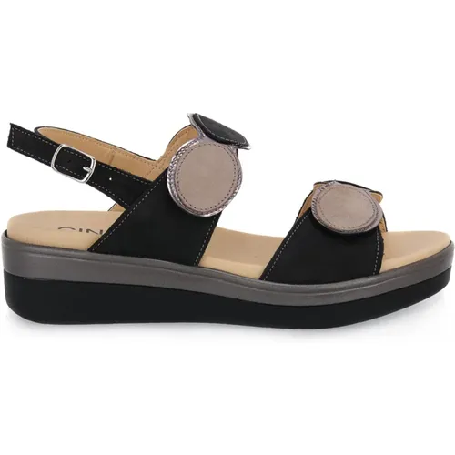 Schwarze Spiegelfinish-Flatsandalen , Damen, Größe: 39 EU - Cinzia Soft - Modalova