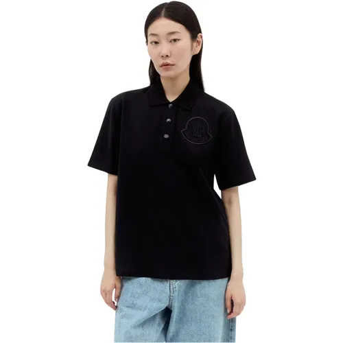 Polo Shirt with Logo Patch , Damen, Größe: L - Moncler - Modalova