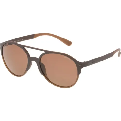 Braune Injizierte Sonnenbrille , unisex, Größe: 55 MM - Police - Modalova