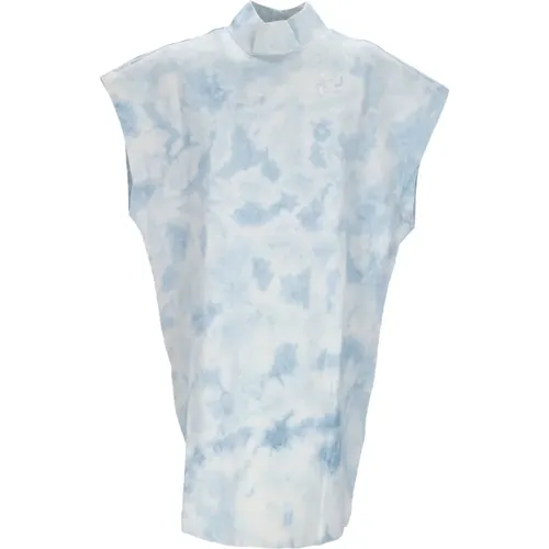 Blaues Tie-Dye Jersey Kleid , Damen, Größe: L - Nike - Modalova