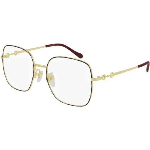 Gold Havana Brillengestelle , unisex, Größe: 55 MM - Gucci - Modalova