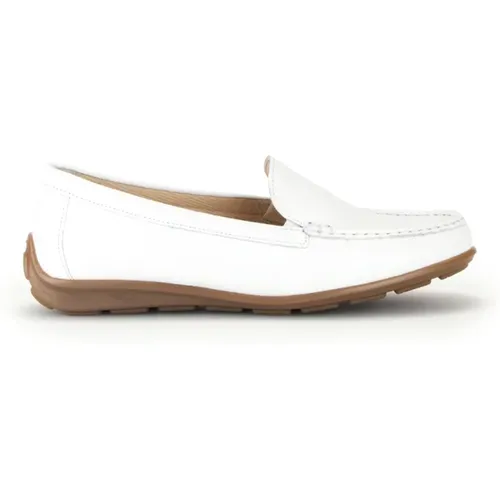 Weiße Loafer aus genarbtem Leder , Damen, Größe: 37 EU - Gabor - Modalova