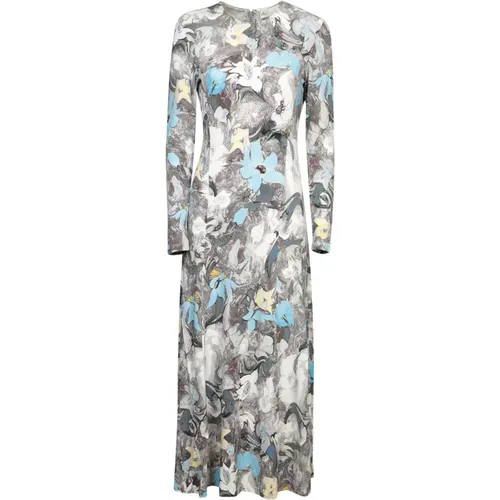 Blaues Blumen Midi Kleid , Damen, Größe: 2XS - TORY BURCH - Modalova