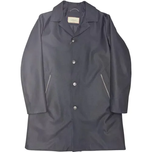 Single-Breasted Coats, male, , Size: L Technical Fabric Car Coat - Canali - Modalova