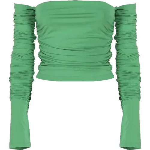 Grünes Drapiertes Off Shoulder Top , Damen, Größe: L - Andamane - Modalova