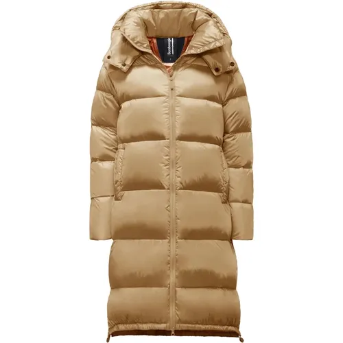 Long Down Jacket in Bright Nylon with Detachable Hood , female, Sizes: S, XS - BomBoogie - Modalova