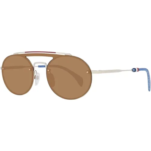 Goldene Aviator Sonnenbrille mit Braunen Gläsern - Tommy Hilfiger - Modalova