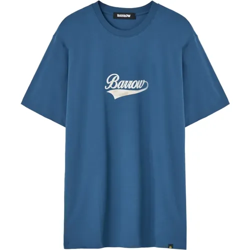 Blau bedrucktes Rücken T-Shirt , Herren, Größe: M - BARROW - Modalova