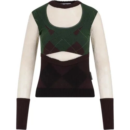 Regenerated Lozenge Knit Crewneck Pullover , female, Sizes: S - Marine Serre - Modalova