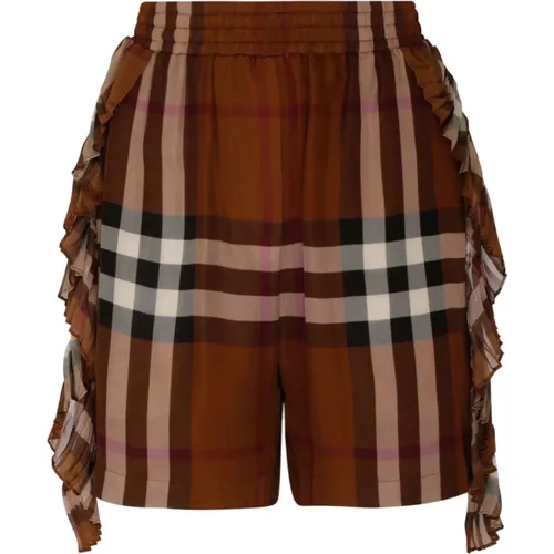 Kurze karierte Seidenshorts , Damen, Größe: 2XS - Burberry - Modalova