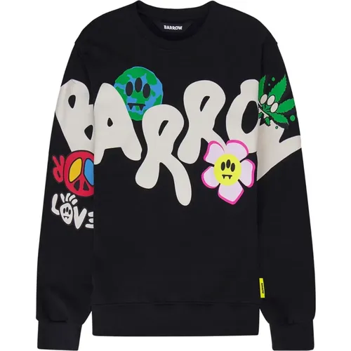 Graphic Cotton Sweatshirt , unisex, Sizes: L - Barrow - Modalova