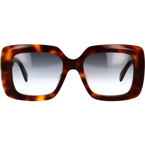 Rechteckige Sonnenbrille mit Schildpattmuster und Verlaufsgläsern , Damen, Größe: 54 MM - Celine - Modalova