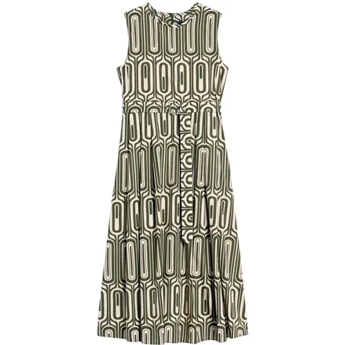 Printed cotton dress with belt , female, Sizes: M - Max Mara - Modalova