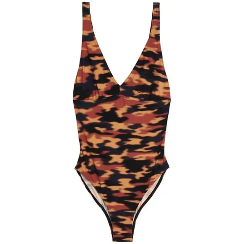 One-piece, female, , Size: L Camouflage One-Piece Swimsuit for Women - Dries Van Noten - Modalova