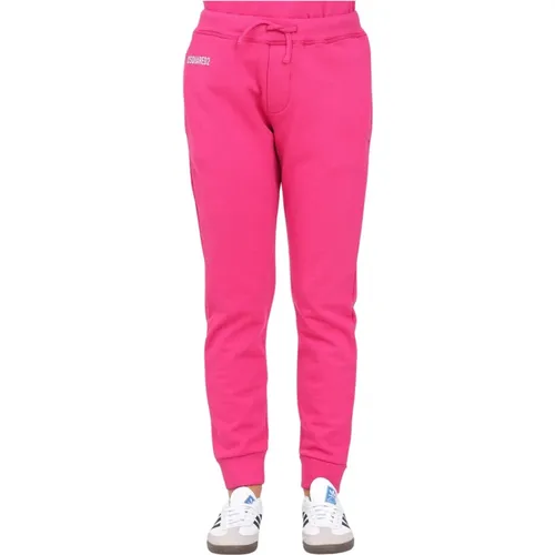 Fuchsia Sportliche Hose mit Logoaufdruck , Damen, Größe: L - Dsquared2 - Modalova