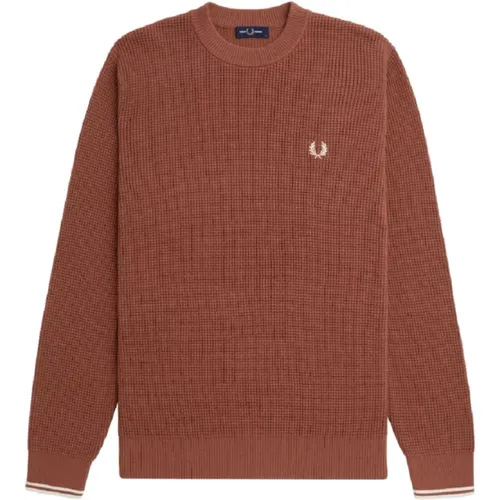 Brauner Rundhalspullover Aw24 , Herren, Größe: M - Fred Perry - Modalova