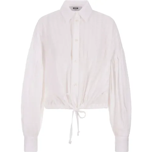 Embossed Poplin Crop Shirt , female, Sizes: S, XS, 2XS - Msgm - Modalova