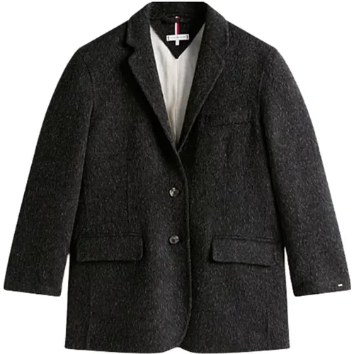 Blazers, female, , Size: XS Wool Blend Oversized Fit Blazer - Tommy Hilfiger - Modalova