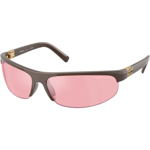 Stilvolle Sonnenbrille in Gelbton , Damen, Größe: 70 MM - Miu Miu - Modalova