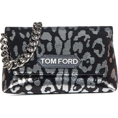 Silver Sequin Leopard Print Bag , female, Sizes: ONE SIZE - Tom Ford - Modalova