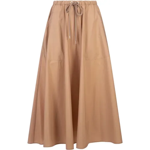 Maxi Skirt Silk Poplin , female, Sizes: 2XS - Moncler - Modalova