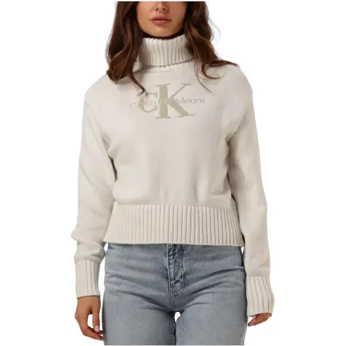 Chenille Monologo Sweater , Damen, Größe: L - Calvin Klein - Modalova