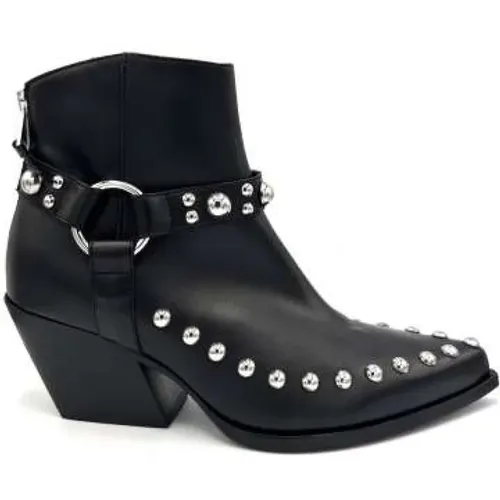 Leather Texano Boots with Zipper , female, Sizes: 4 UK, 3 UK - Elena Iachi - Modalova