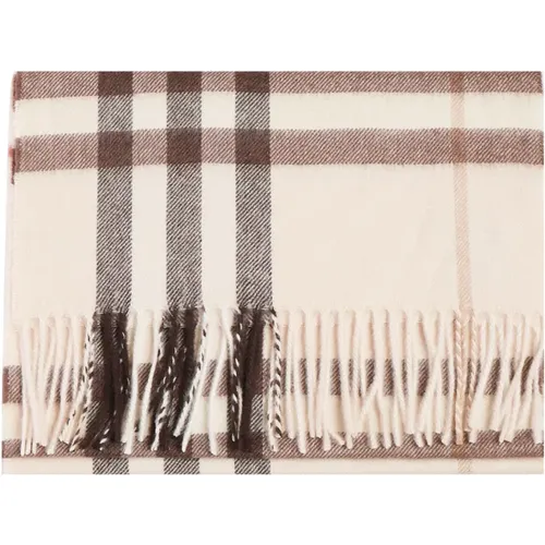 Winter Scarves, female, , Size: ONE SIZE Check Cashmere Scarf with Fringe - Burberry - Modalova