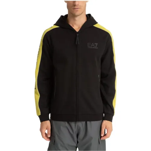 Bicolor Zip Hooded Sweatshirt for Men , male, Sizes: L, 2XL - Emporio Armani EA7 - Modalova