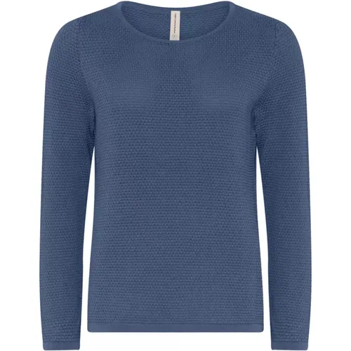 Blauer Strickpullover mit Struktur-Muster , Damen, Größe: 2XL - Skovhuus - Modalova