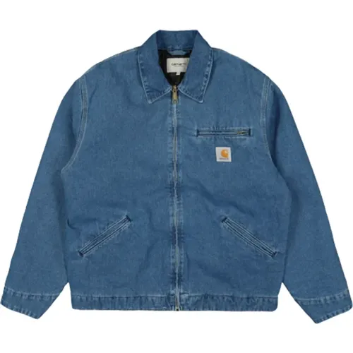 Blaue/Stone Washed OG Detroit Jacke , Herren, Größe: M - Carhartt WIP - Modalova