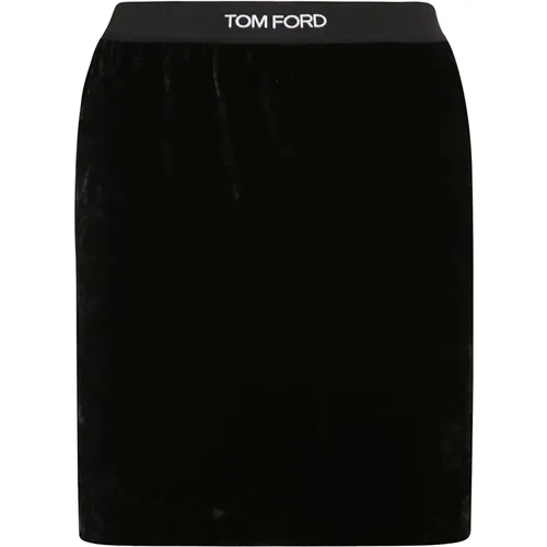 Velvet Logo Waistband Miniskirt , female, Sizes: 2XS - Tom Ford - Modalova