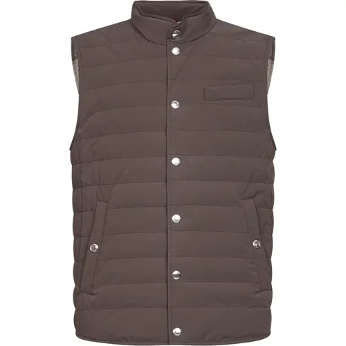 Vests, male, , Size: S Sleeveless Coat with Snap Buttons - BRUNELLO CUCINELLI - Modalova