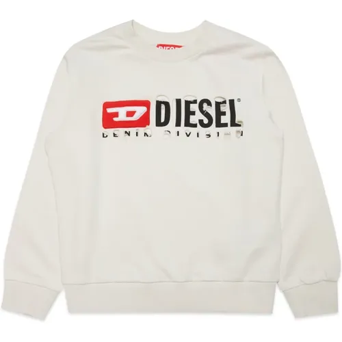 Crew-neck branded sweatshirt mit breaks,Graue Pullover Kollektion - Diesel - Modalova