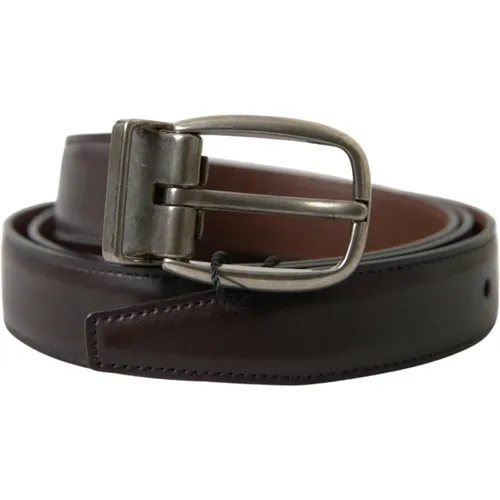 Belts, male, , Size: 95 CM Leather Metal Buckle Men Belt - Dolce & Gabbana - Modalova