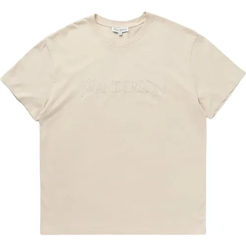 Besticktes Logo Baumwoll T-Shirt , Herren, Größe: L - JW Anderson - Modalova